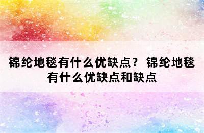 锦纶地毯有什么优缺点？ 锦纶地毯有什么优缺点和缺点